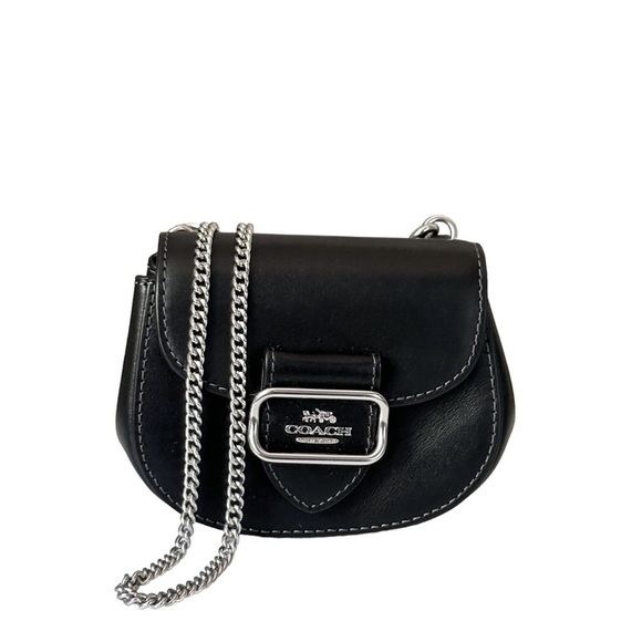 COACH Black Morgan Card Case Mini Leather Crossbody Bag - Picture 4 of 9